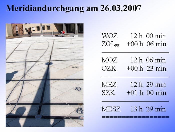 Meridiandurchgang und Zeitkorrektur